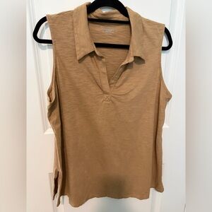Chico's Sleeveless Collared Tank in Light Tan
